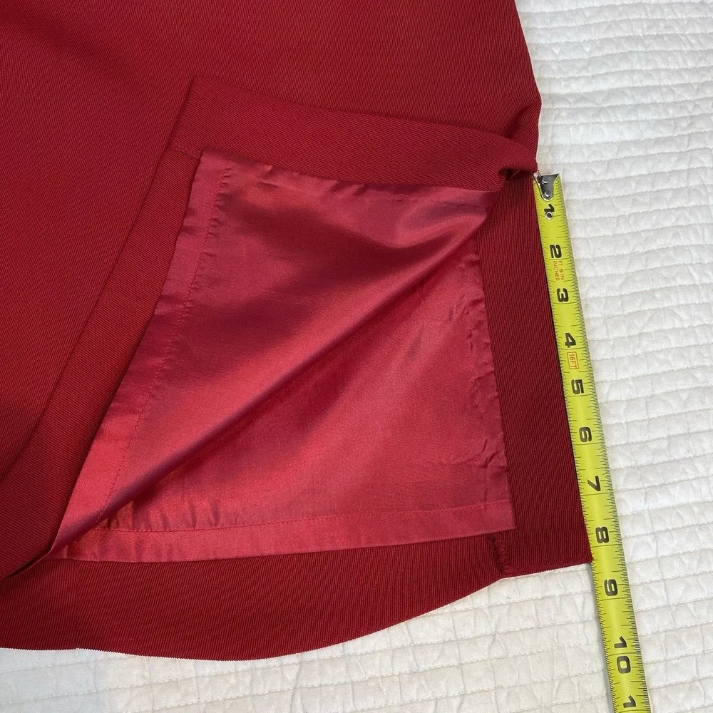 Travis Ayers Women's Pencil Midi Skirt Red Sz 8 Slit Classic Modest Professional